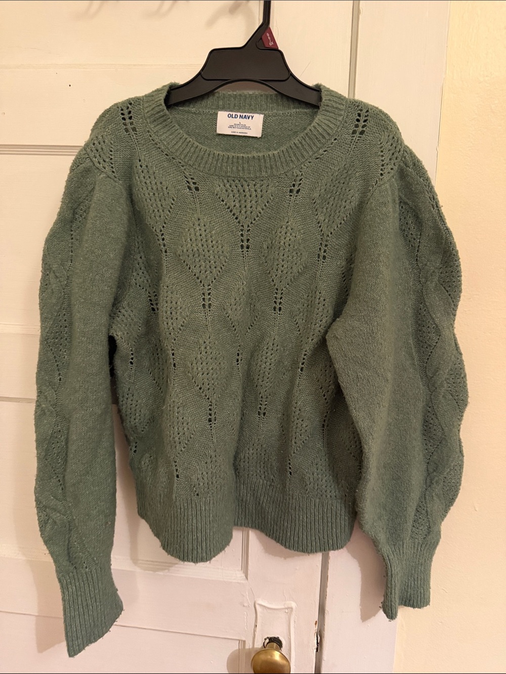 Old Navy Green Openwork Crewneck Sweater